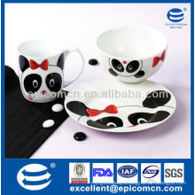 3pcs porcelain dinner gift set for children daily use with panda decoration